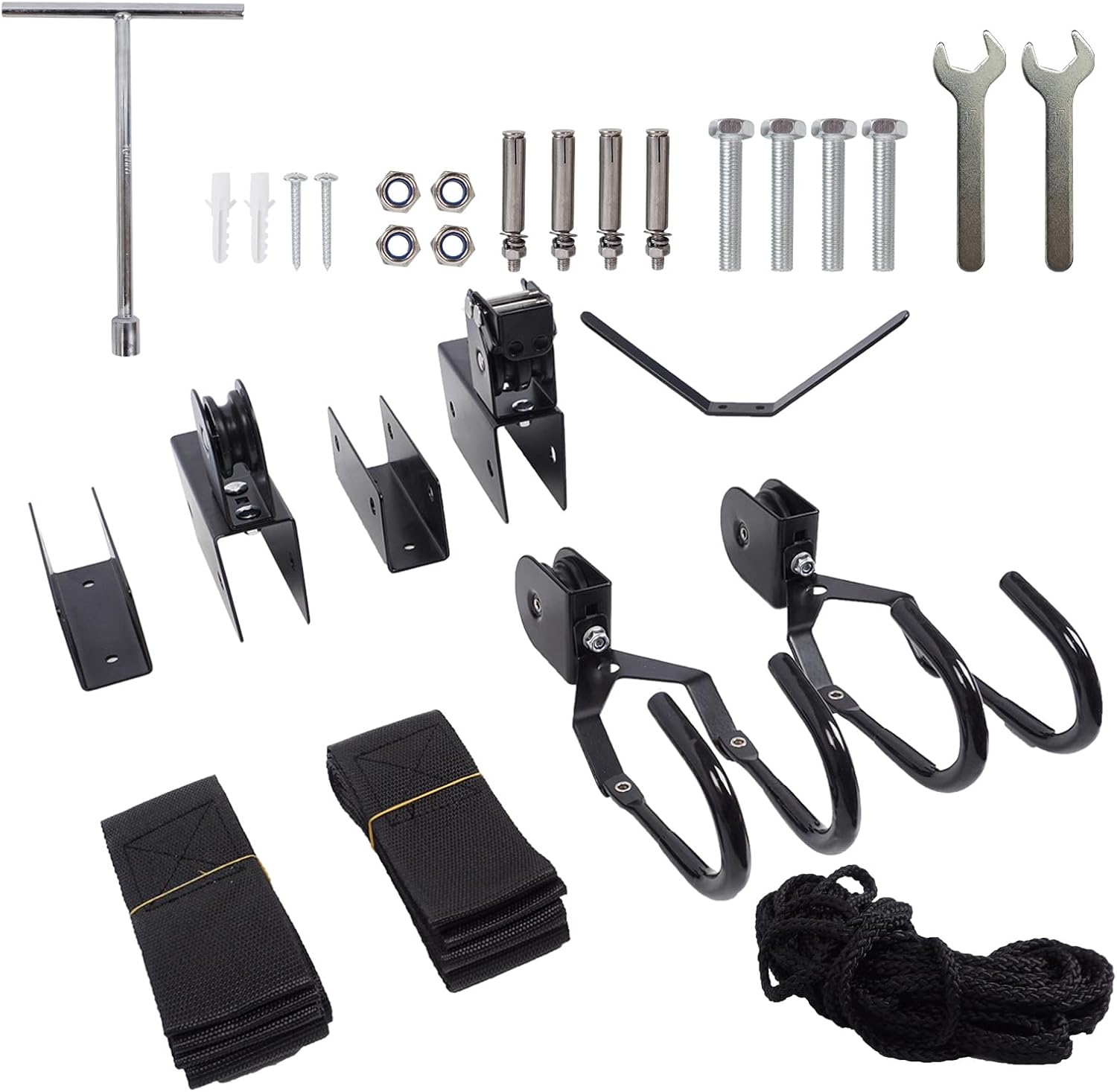 SYDSZ Ladder Storage Ceiling Hoist – Garage Pulley Lift System for Ladder Carrier Fits Garage or Shed with 125lb