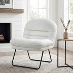 Saucer Chair, Small Foldable Floor Chair, PU Leather | Folding Adjustable Backrest, Bedroom, Living Room, Dorm, Small Spaces Apartment, Adults, White