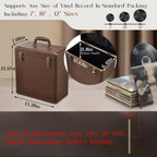 Hododou Vinyl Record Storage Box with Lock Record Organizer Storage for 30+ Single Records 12-inch Water Resistant Collapsible Storage Crate with Lid Handle Mesh Pouch for Valuable Album Collection