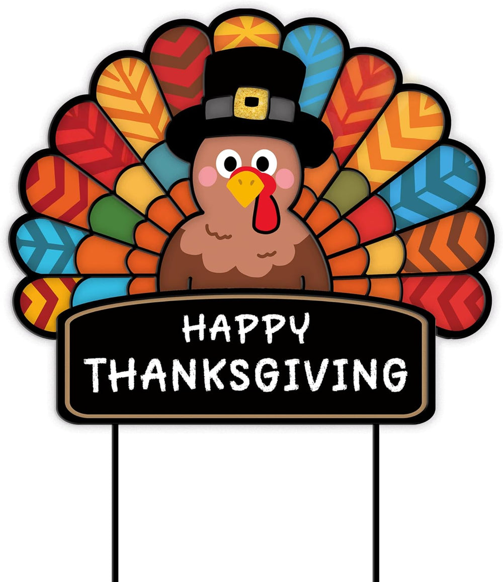 Thanksgiving Decorations Outdoor - Metal Turkey Yard Stakes Happy Thanksgivin...