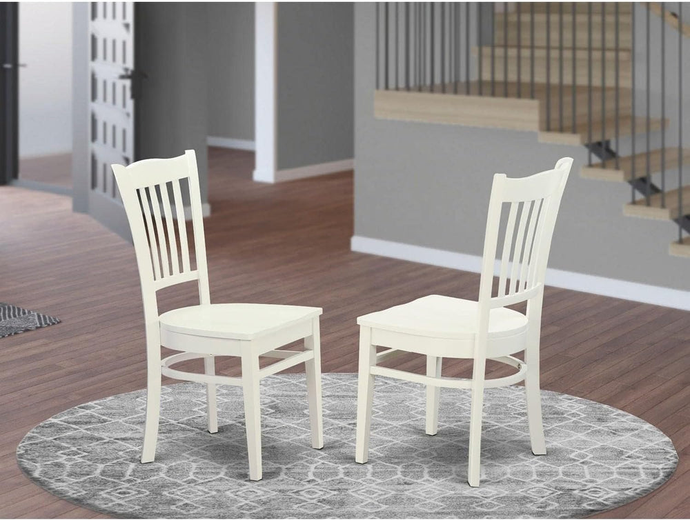 East West Furniture GRC-WHI-W Groton Dining Chairs - Slat Back Wooden Seat Ch...