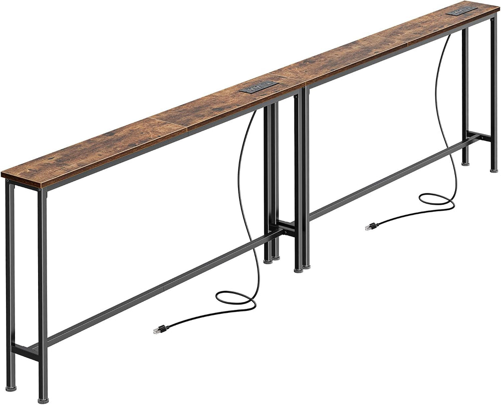 SUPERJARE 94.5 inch Narrow Behind Couch Table with Charging Stations | Power ...