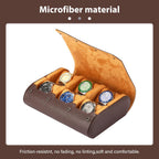 6-Slot Watch Box for Men & Women, Portable Travel Watch Roll Organizer with Soft Interior - Coffee Leather Watch Storage Case, Christmas Gift for Him/Her, Office & Business Travel Accessories