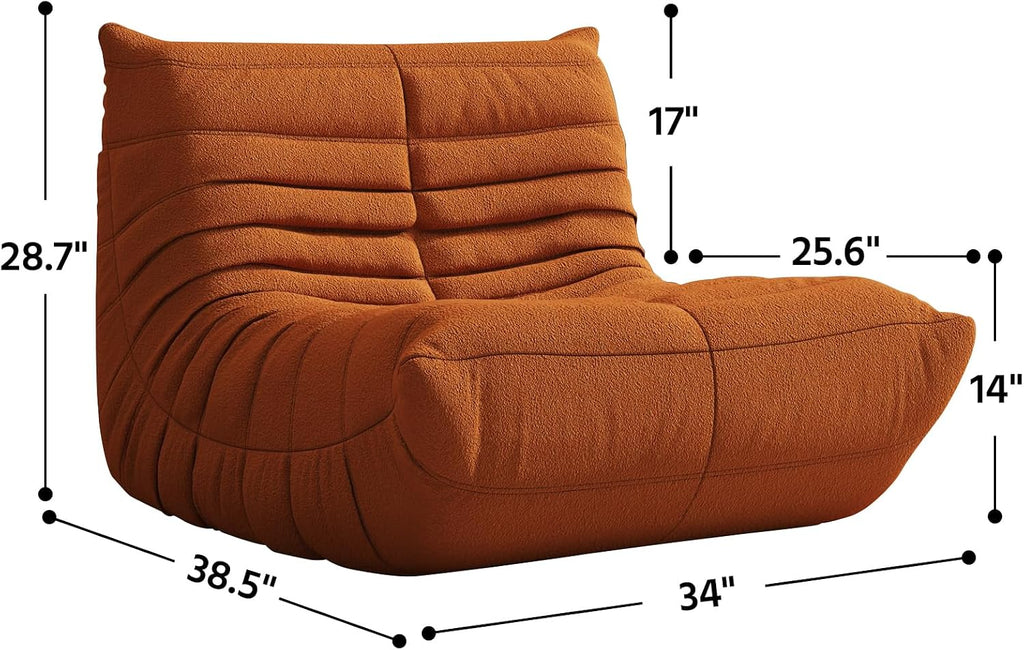 Adults Bean Bag Chairs Togo Couch Comfy Lazy Floor Sofa, 1 Seater