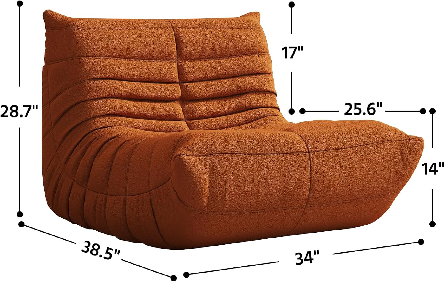 Adults Bean Bag Chairs Togo Couch Comfy Lazy Floor Sofa, 1 Seater