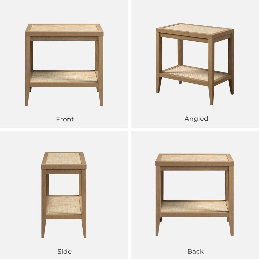 SICOTAS Rattan Living Room Side Table, 2 Pieces End Table with Storage