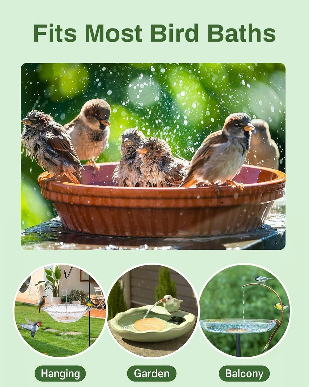 OICEME Bird Bath Purification Disk Pure Copper Backyard Outside Solar Power W...