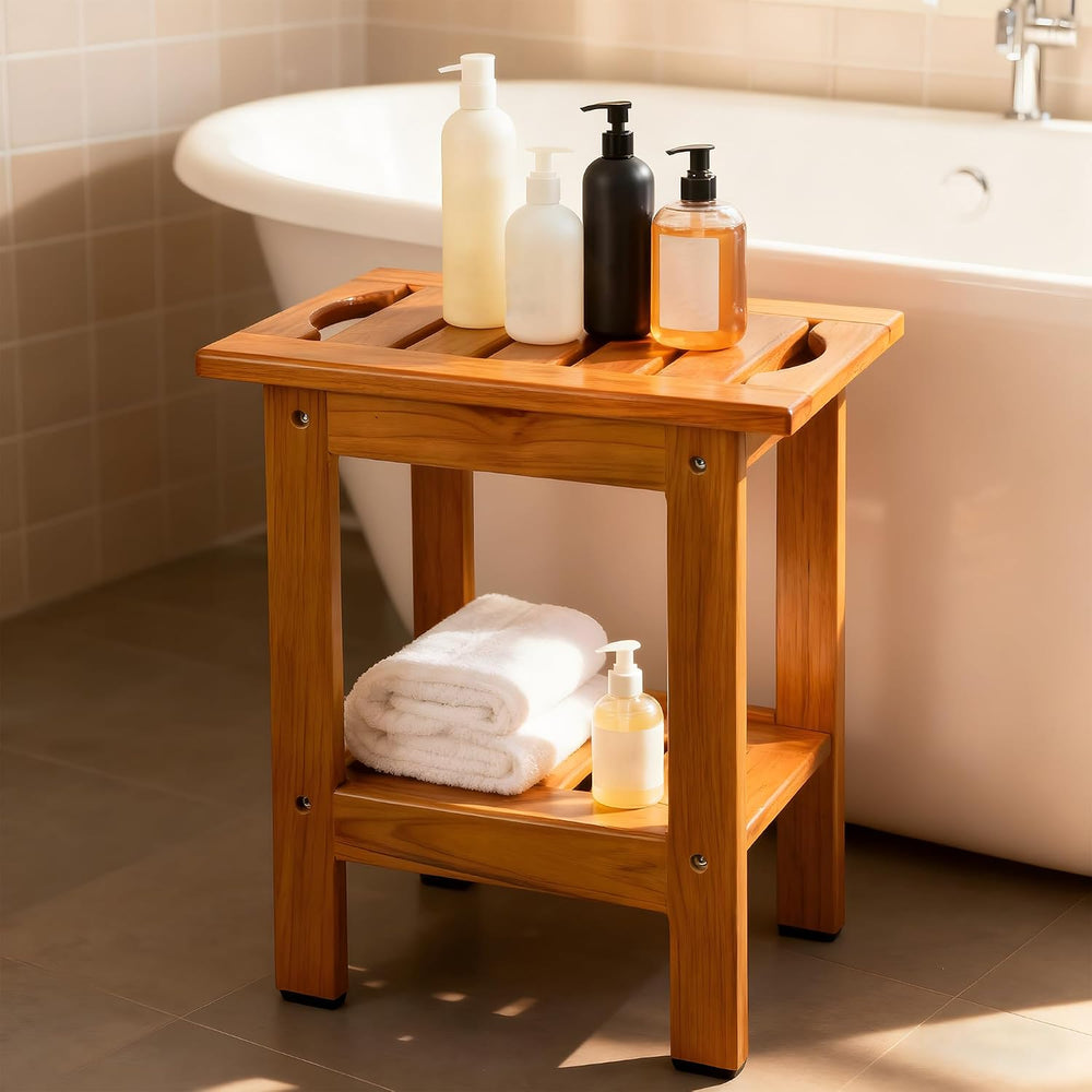 VaeFae Teak Shower Bench, Small Bench