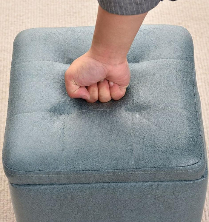 Premium Storage Ottoman Upholstered Square Foot Rest Stool with Sturdy Wood Legs,Thicken Foam Padded Seat Small Cube Storage Chest for Living Room Bedroom (Orange)