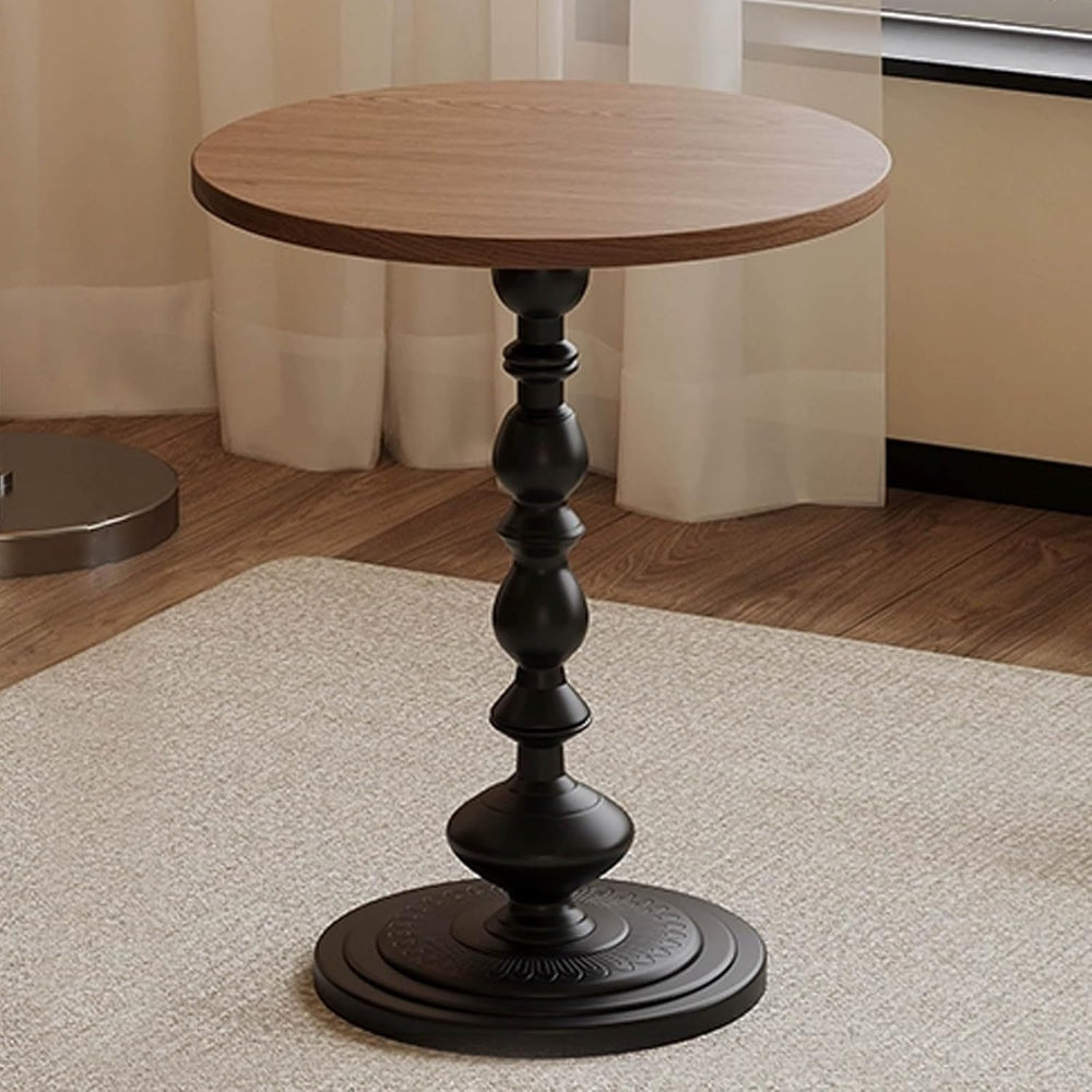 Vintage Round Side Table Small Space End Table for Couch Living Room Stable M...