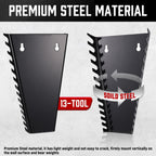 ALOANES 26-Slot Metal Wrench Organizer, Heavy Duty Hanging Wrench Organizer Tray for Tool Box&Wall, Fit SAE & Metric Wrench Storage, 2 Pack Wrench Holders (Red&Black)