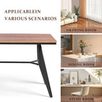 Modern Industrial Table with Heavy-Duty Steel Frame, 47.3" x 23.6" Rectangular Tabletop Walnut Oak Finish, Home Office Computer Desk, Workstation, Writing Desk, Minimalist for Small Spaces