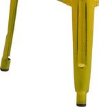 Flash Furniture Kai Commercial Grade 30" High Backless Distressed Yellow Metal Indoor-Outdoor Barstool