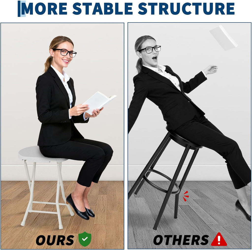 Folding Stool with Handle - Folding Chair, Folding Bar Stool with Non-Slip Feet, 600 lbs Capacity, Indoor and Outdoor Foldable Stool for Adults (13"×11.5"×18")