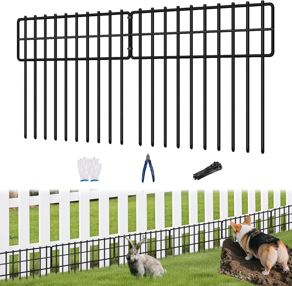 KYATE Garden Fence Animal Barrier, 30 Panels No Dig Fence 42.5ft(L) x13in(H),...