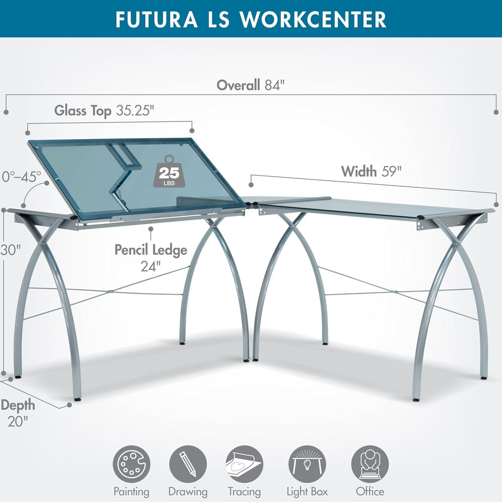 SD STUDIO DESIGNS Futura LS WorkCenter with Tilt Top Adjustable Drafting Tabl...