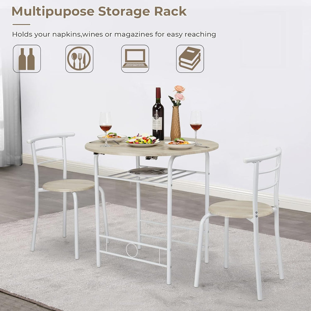 VINGLI 31.5" Drop Leaf Dining Table Set for 2, 3 Pieces Dining Table wit...
