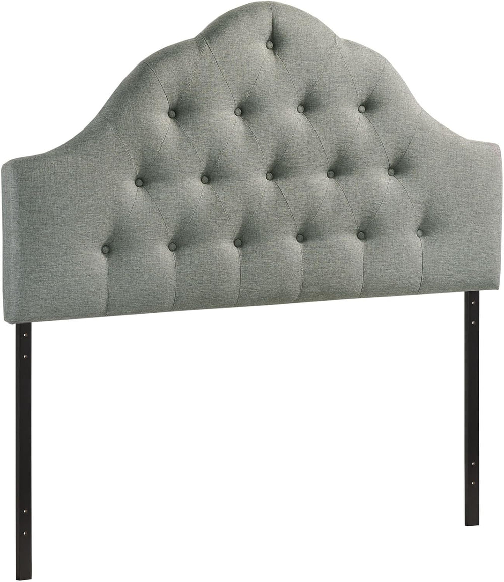 Modern Contemporary Queen Size Fabric Headboard, Grey Fabric