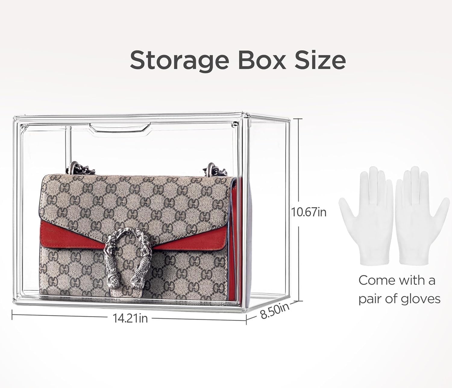 HBlife 12 Pack Purse Storage Organizer for Closet, Large Clear Stackable Handbag Display Case Box with Magnetic Door for Collectibles, Cosmetics, Women Heels and Toys