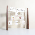 GemeShou 5 Tiers Walnut Earring display stands for selling, Wooden Jewelry Shelf, Earring Storage Organizer, Brass earring holders with 30 PVC cards for stud Dangle Hoop【Walnut 5-Tier】