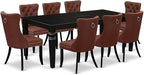 East West Furniture LGDA9-BLK-26 9 Piece Kitchen Set Consists of a Rectangle Dining Table with Butterfly Leaf and 8 Polyester Fabric Upholstered Chairs, 42x84 Inch, Black