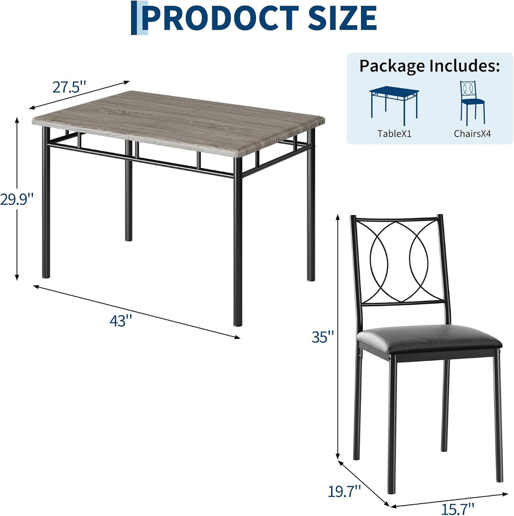 Garvee Dining Table Set for 4, Small Kitchen Table with Upholstered Chairs | ...
