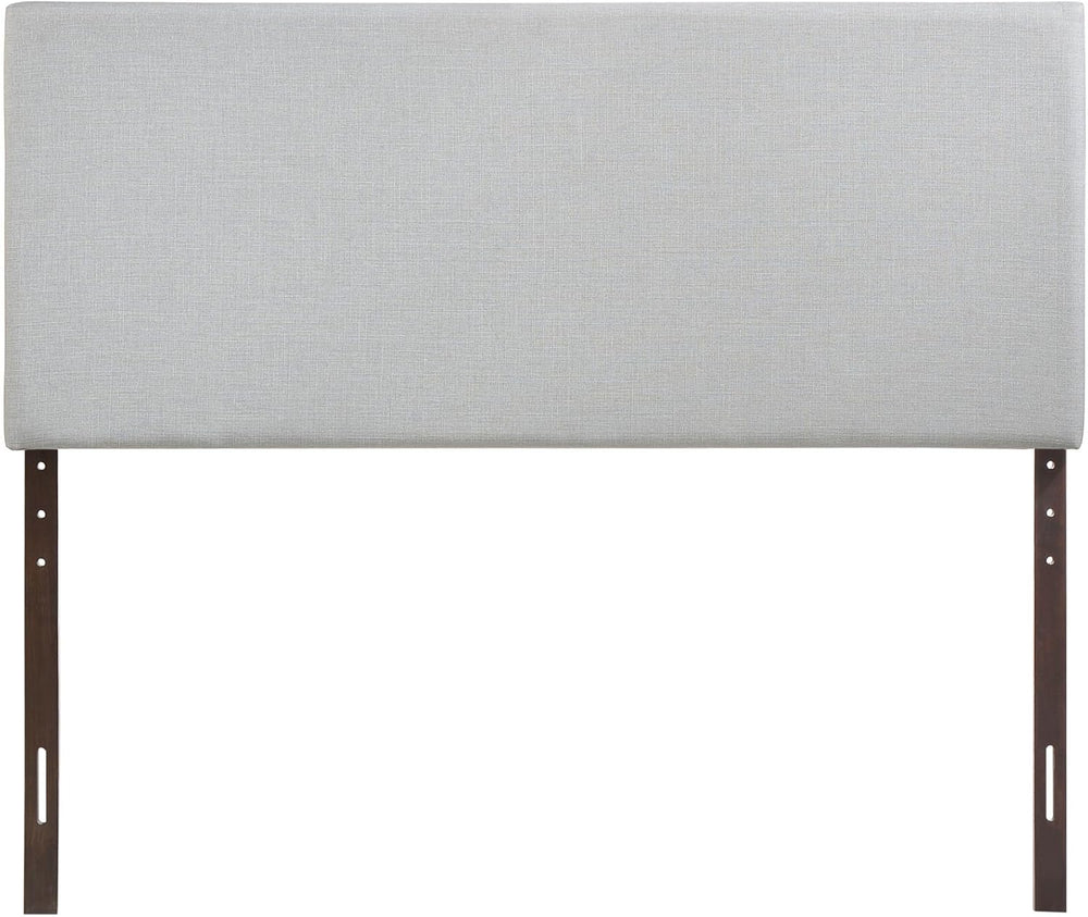 Modern Contemporary Queen Size Upholstered Headboard, Grey Fabric