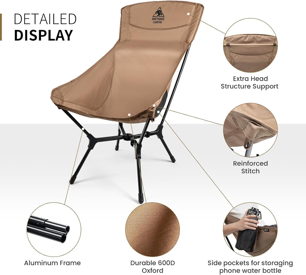 ONETIGRIS OasisFlex Camping Chair,High Back Folding Chair with Carry Bag,Grea...