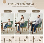 Wooden Dining Chairs Set of 6, Modern Fabric Upholstered Dining Room Chair, Kitchen Side Chairs, Farmhouse Dinner Chair with Open Back for Kitchen, Green
