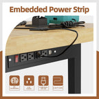 48'' Adjustable Workbench, Solid Wood Work Bench Table, Metal Tool Bench Work Bench with Power Outlet, Heavy Duty Large Load Capacity Garage Workbench Workshop Table for Workshop,Office,Home