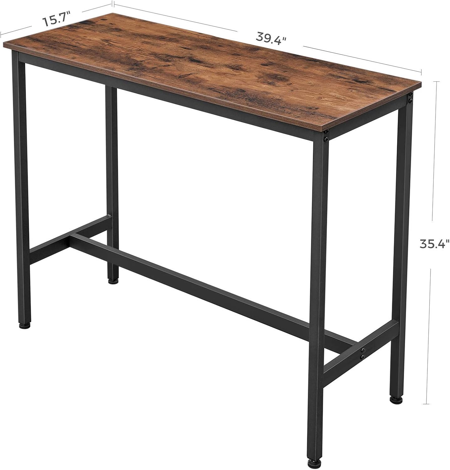 VASAGLE Bar Table 15.7 x 39.4 x 35.4 Inches, Rustic Brown and Ink Black ULBT10X and Bar Stools Rustic Brown and Black ULBC069B81