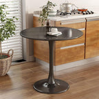 Black Round Table Modern Dining Table Tulip Round Kitchen Table Mid Century Coffee Table for Living Room, 31.5 inch