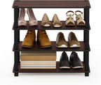 Furinno Turn-S-Tube 4-Tier Shoe Rack, Dark Cherry/Black