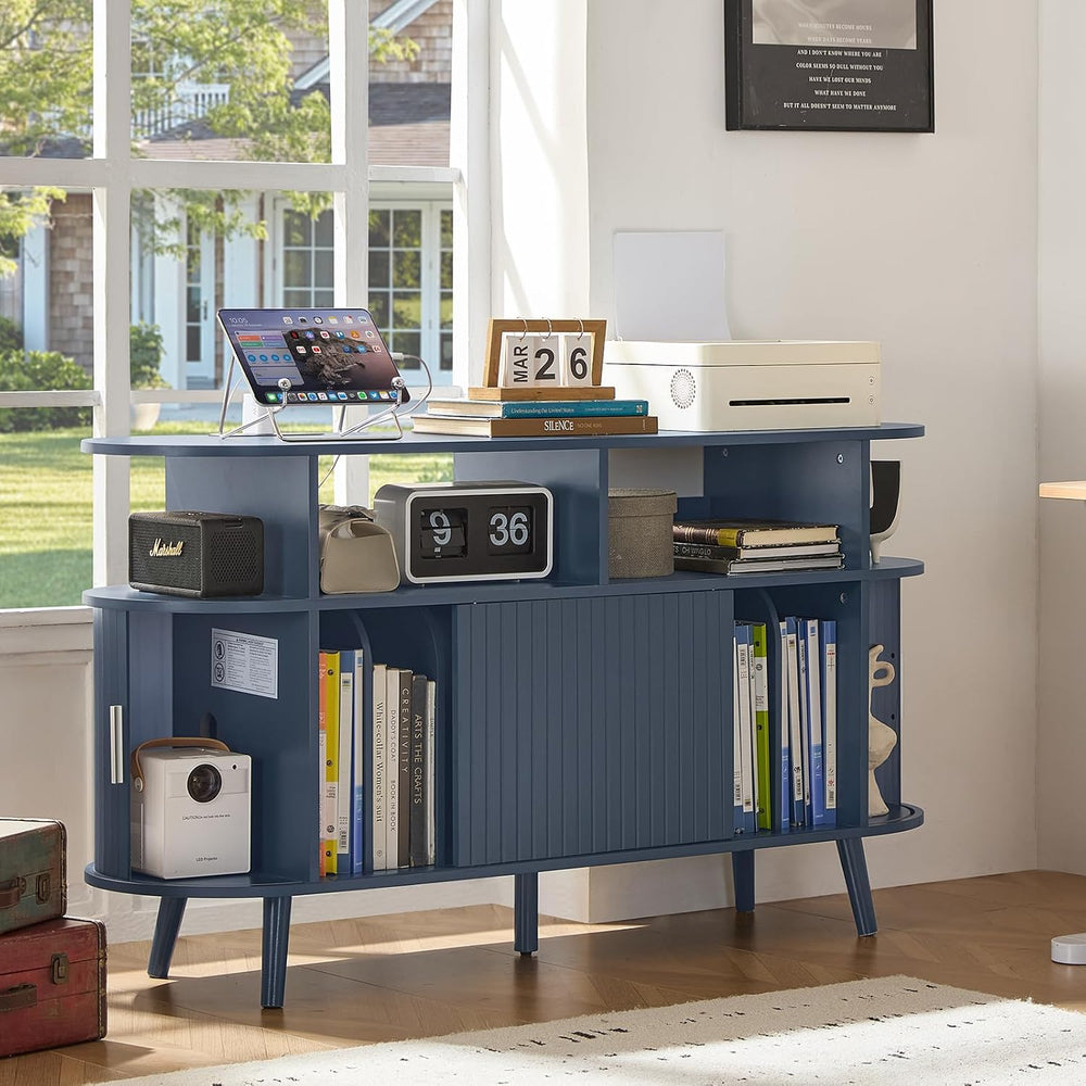 LELELINKY Extra Large Round Record Player Stand with Charging Station | Mid C...