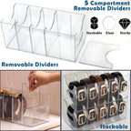 Belt Organizer - 2 Pack Clear Stackable Belt holder For Closet Drawer Storage - 5 Compartments with Removable Dividers, Multi-Purpose Display Bins With Inserts For Ties,Socks,underwear (2)