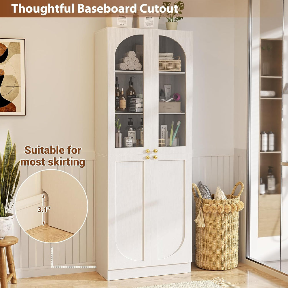 Cyclysio 80" Kitchen Pantry Cabinet with Tempered Glass & Soft Close...