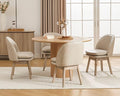 Upholstered Dining Chairs Set of 4, Modern Faux Leather Dining Room Chairs with Solid Wood Legs & Double-Padded Seat, Swivel Accent Desk Chair for Kitchen Dining Room Restaurant - Pebble Grey