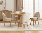 Upholstered Dining Chairs Set of 4, Modern Faux Leather Dining Room Chairs with Solid Wood Legs & Double-Padded Seat, Swivel Accent Desk Chair for Kitchen Dining Room Restaurant - Pebble Grey