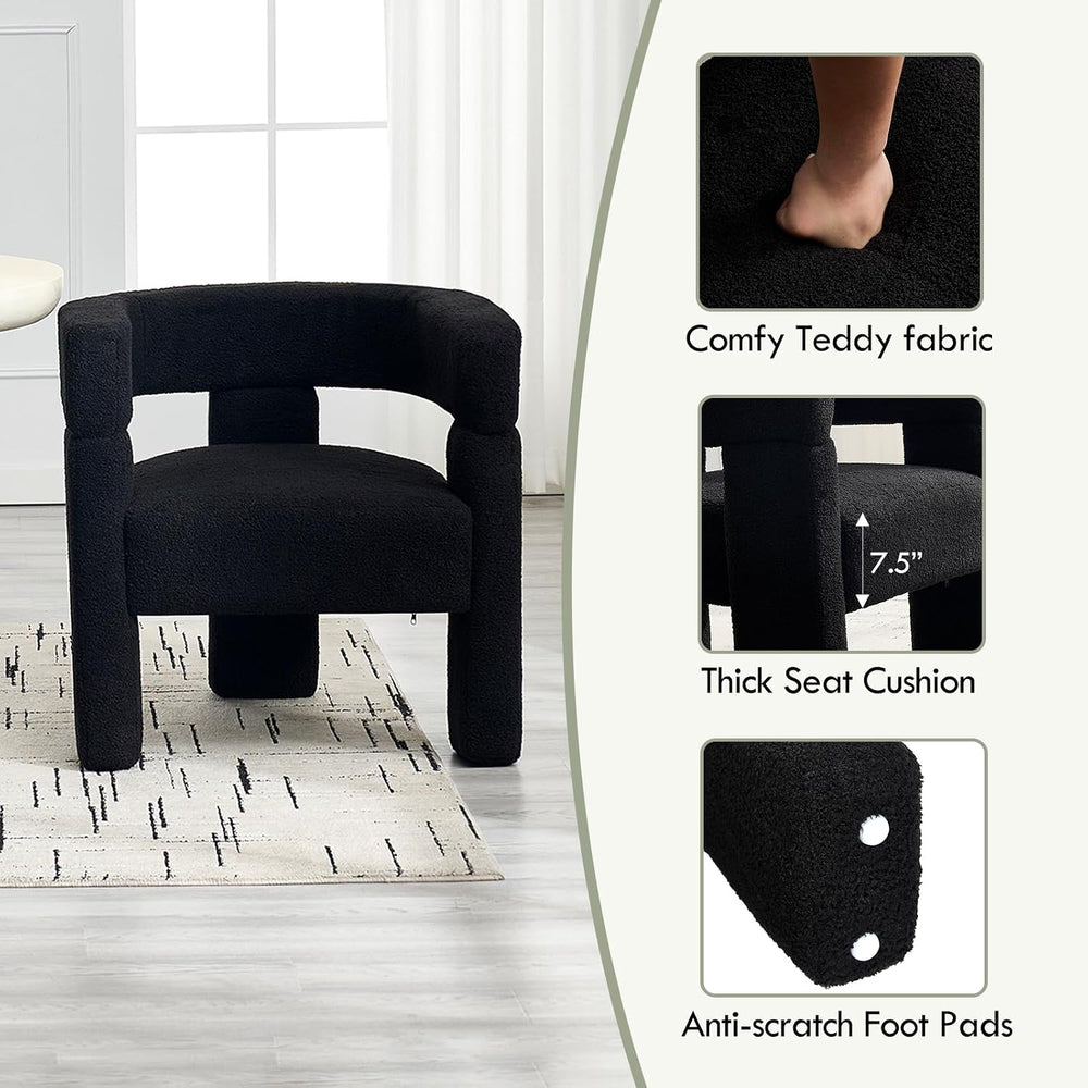 Sherpa Barrel Accent Chairs Set of 2, Modern Boucle Dining Room Chairs, Comfy...