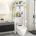 ZZL Over The Toilet Storage,3-Tier,Bathroom Toilet Organizer,Multifunctional Space Saver Freestanding Bathroom Shelves with 4 Hooks,White