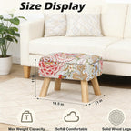 ETELI Small Foot Stool Ottoman with Storage Versatile Square Storage Ottoman Boho Foot Rest with Sturdy Wood Legs Floral Footstools and Ottomans for Living Room Bedroom and Enterway