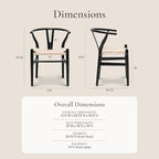 POLY & BARK Weave Dining Chairs – Mid-Century Modern Wishbone Dining Chairs with Arms, Solid Wood Frame, Indoor Use – Black – Set of 2 - Ideal for Dining Room, Kitchen or Stylish Accent Setting