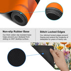 Large Cute Black Cat Mouse Pad, Extended Desk Mat with Non-Slip Base – 35.43 x 15.75 in – Cartoon Kittens in Orange Cup Design, Stitched Edges, Waterproof Gaming Keyboard Pad for Office & Home