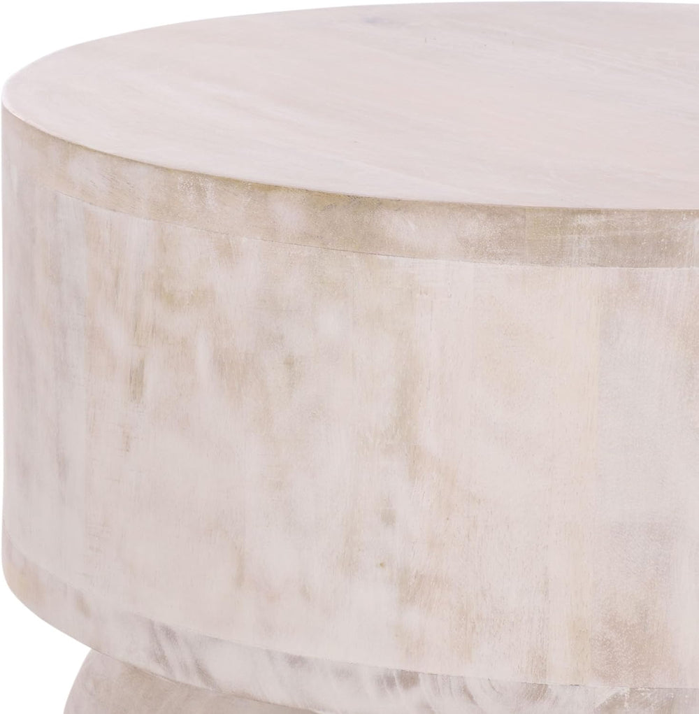 SAFAVIEH Home Collection - Xavier White Washed Solid Wood Accent Table, Sculp...