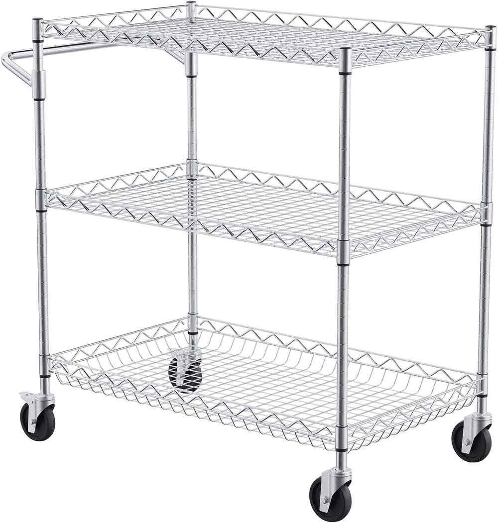 VEVOR Kitchen Utility Cart, 3 Tiers, Wire Rolling Table with 661 LBS Capacity...