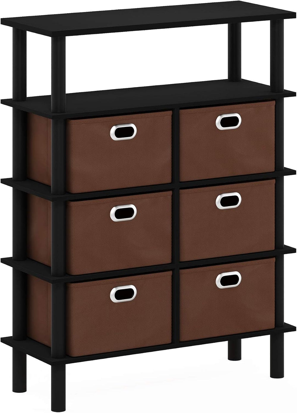 4-Tier Open Shelf Console Table, Side Table with Storage Drawer Bins, Toolles...