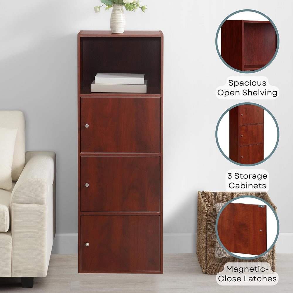 Convenience Concepts Xtra Storage 3-Door Cabinet, Cherry, 16.5"