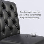 Modern Dining Chairs Set of 6, Farmhouse PU Leather Kitchen Chairs, Upholstered Accent Chair Parsons Chair for Home/Living Room/Bedroom/Resturant, Black