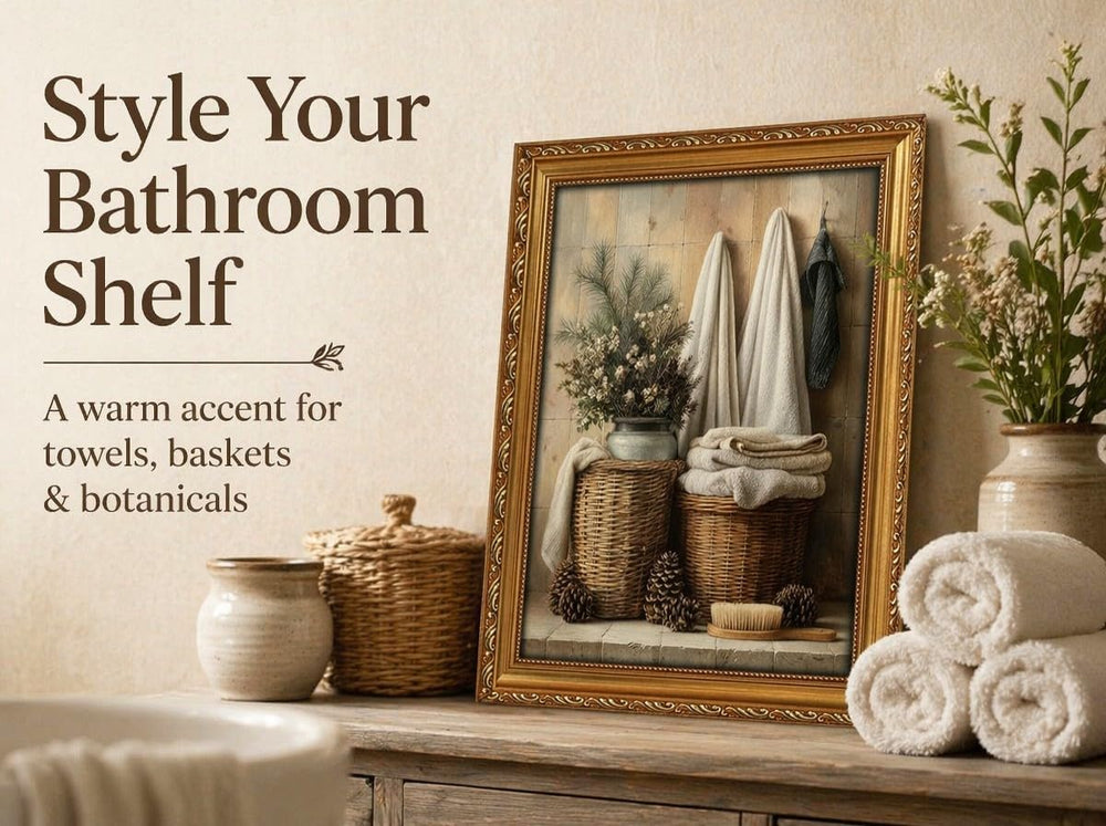 ApexBlume Vintage Farmhouse Bathroom Still Life Framed Wall Art, Antique Rust...