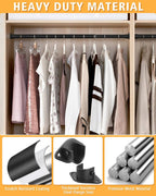 Closet Rod, 17 to 64 Inch Heavy Duty Adjustable Metal Clothing Rack for Hanging Clothes, Closet Poles for Wardrobes, Laundry, Durable Steel, Black